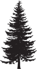 Pine tree silhouettes. Evergreen forest firs and spruces black shapes, wild nature trees templates. Vector illustration woodland trees set on white background
