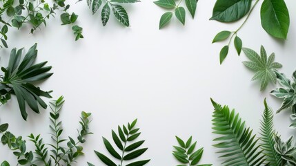 White wall with green leaves.