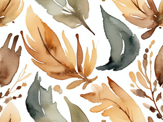 A seamless pattern of watercolor brushstrokes in earthy tones with a sense of organic flow