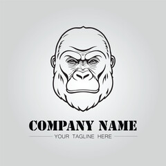 Gorilla Head symbol logo company vector image on the white background
