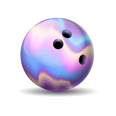 Bowling ball covered with multicolor lacquer realistic vector illustration. Sports equipment for indoor activity 3d object on white background