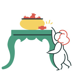 Child takes candy from a vase