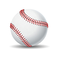 Baseball ball with red seams realistic vector illustration. American team sports game inventory. Active leisure 3d object on white background