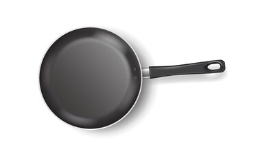 Clean empty frying pan with nonstick coating realistic vector illustration. Kitchen equipment for cooking 3d object on white background