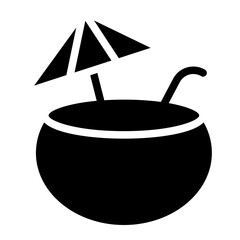 Coconut drink icon vector. Drinking fresh coconut on the beach sign and symbol.	