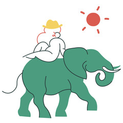 Riding an elephant