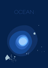 Arctic and Antarctic floating glacer and iceberg flat design poster vector illustration