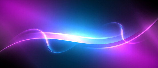 A mesmerizing waterinspired artwork featuring a blend of electric blue and neon purple waves on a dark purple background, creating a stunning visual pattern with a touch of spacelike graphics