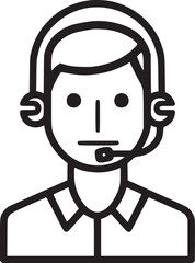 Call Center Worker Line Icon, Outline Vector Symbol Illustration. Pixel Perfect, Editable Stroke