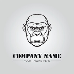 Gorilla Head symbol logo company vector image on the white background