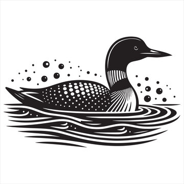 recommend clip art: Loon silhouette vector art illustration with white background
