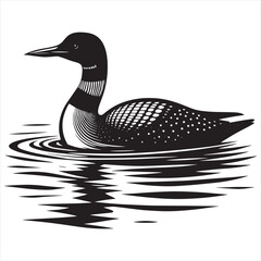 Loon silhouette vector art illustration with white background