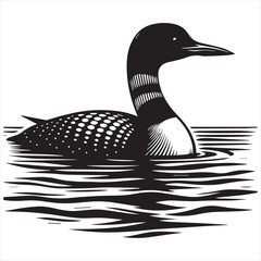 Loon silhouette vector art illustration with white background