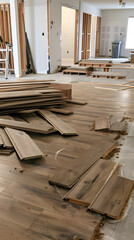 Progressive Display of Vinyl Flooring Installation Process in a Domestic Environment