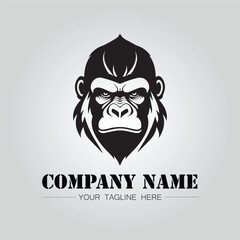 Fototapeta premium Gorilla Head symbol logo company vector image on the white background