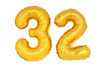 Gold numbers '32' isolated on white background.png
