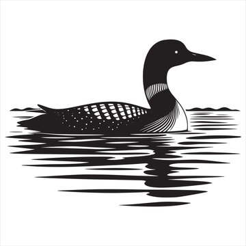 recommend clip art: Loon silhouette vector art illustration with white background