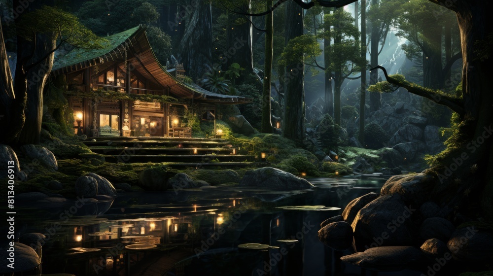 Poster generative ai tranquil forest refuge