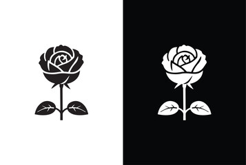 Rose Flower icon. Rose silhouettes. Vector rose isolated on white