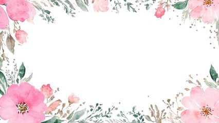 Fototapeta na wymiar Watercolor pink floral background for wedding, birthday, card, invitation
