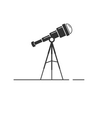 Telescope on Tripod Icon Flat Graphic Design stock illustration