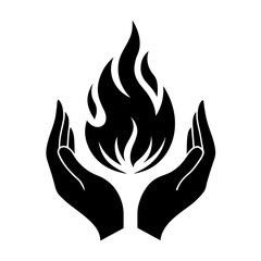 Care hands with fire logo icon vector illustration 