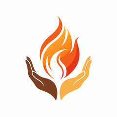 Care hands with fire logo icon vector illustration 