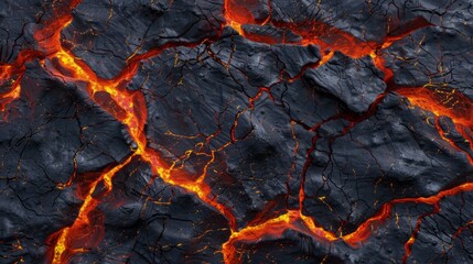 Lava flows across the surface of volcano.