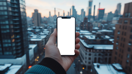 smartphone mockup cityscape
