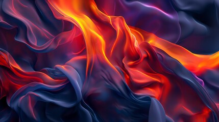 Fototapeta premium Fiery Silk Waves Abstract Digital Art