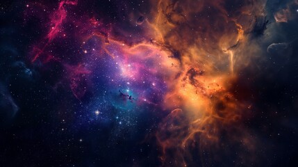 Cosmic Nebula with Vibrant Colors in Space