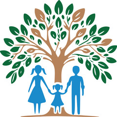 Ancestral pedigree symbol and familial tree vector icon