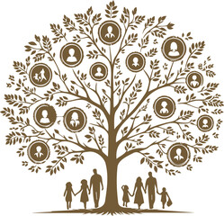 Symbolic representation of ancestral tree and lineage vector graphic