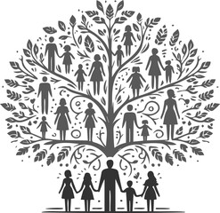Ancestry pedigree diagram symbol and familial tree vector icon