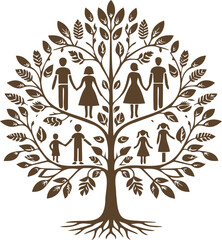 Ancestry chart symbol and familial tree vector graphic