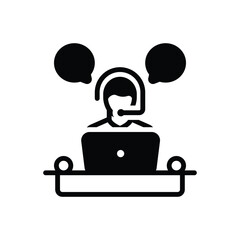Black solid icon for call center