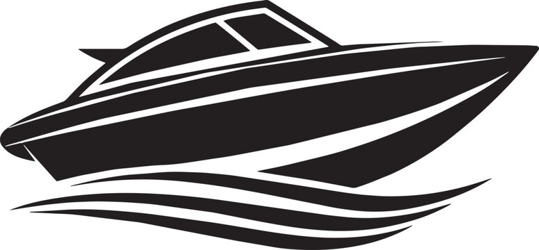 black boat on water clip art preview