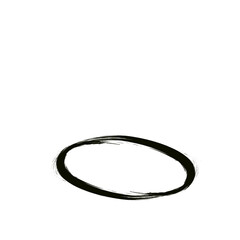 Hand drawn black circle and oval. Highlight circle frames. Ellipses in doodle style. Vector illustration isolated on transparent background