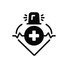 Black solid icon for medical alert