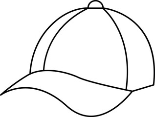 Baseball Cap Outline Vector Illustration