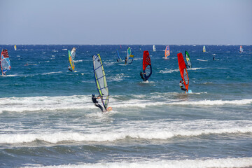 windsurfing and kitesurfing in the atlantic ocean
