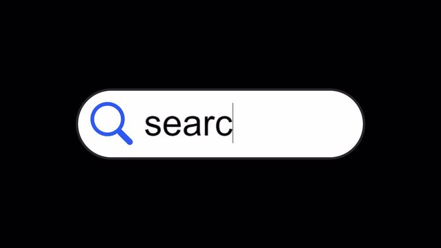検索バーに「search」の文字を入力するアニメーション動画（アルファチャンネル付）