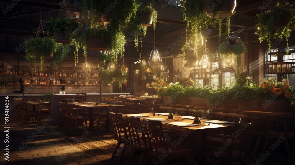 Poster generative ai a rustic farm-to-table restaurant showcasing dishes garnished with homegrown microgree