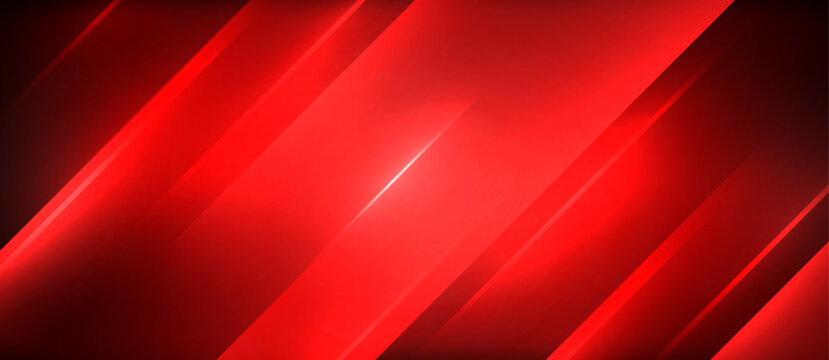 The bold red background is accented with diagonal stripes in shades of coquelicot and carmine, creating a striking pattern against the black backdrop