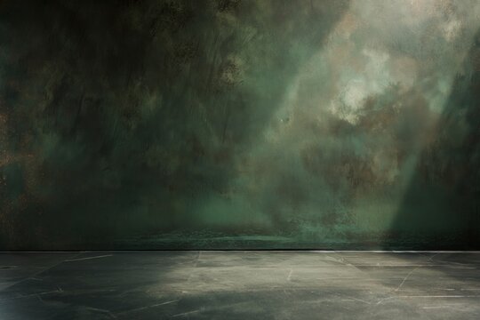 Dark abstract wall with marble floor