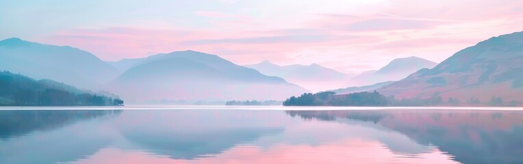 Fototapeta premium A stunning view of a body of water with towering mountains in the background. The mountains are jagged and snow-capped, creating a dramatic contrast with the calm lake in the foreground.