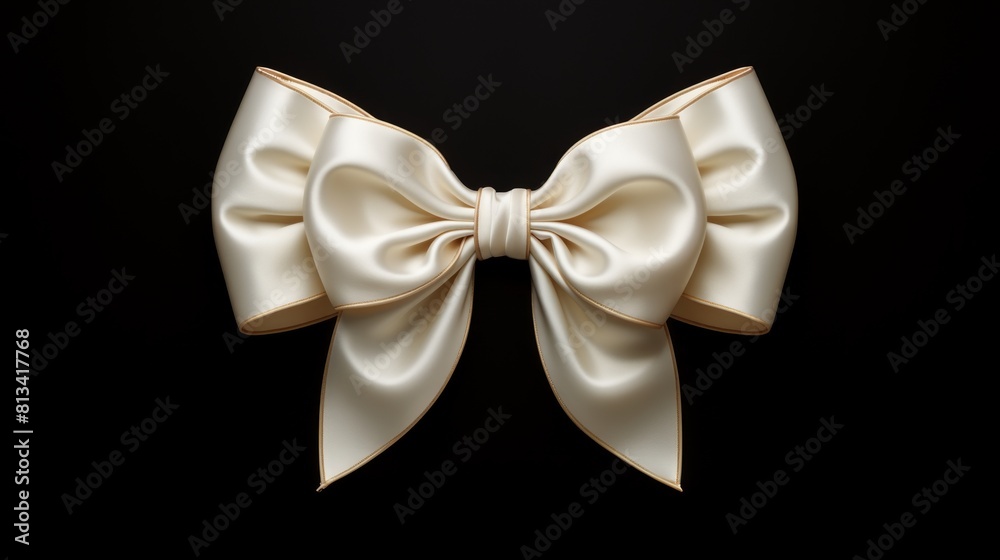 Poster generative ai large white ribbon and gold bow