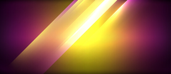 The font on the purple and yellow background is enhanced by a glowing diagonal line resembling an automotive lighting with tints of magenta and orange