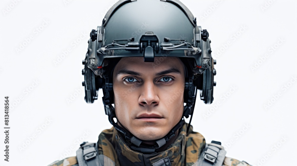 Aufkleber Generative AI military programmers wide shot