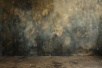 Abstract black and gold textured studio background